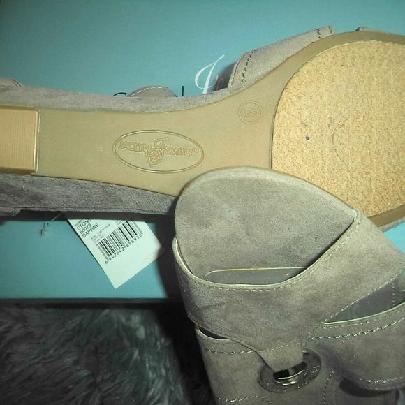 NEW! JACLYN SMITH DAPHNE WEDGES SANDALS ZIP ANKLE STRAP OPEN TOE-WOMENS SIZE 8 - Picture 5 of 6